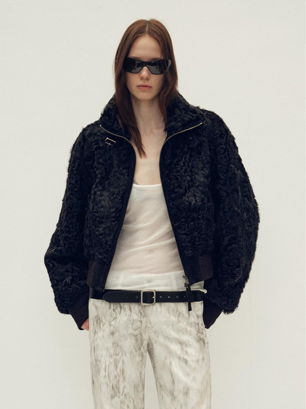 Casual stand-up collar jacket-style fluffy sheep curly hair fashionable short  bomber coat"Curly Story"