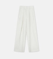 Women's white straight casual wide waist drape floor-length wide leg pants