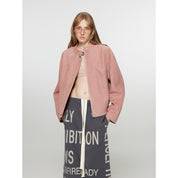 Imported Vintage Suede Lambskin Leather Jacket, Short-Cropped Genuine Leather Blazer "Sweet Cherry Party"