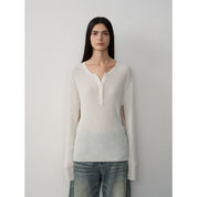 Tencel wool blend long-sleeved sweater thin top"Moonlight Schumann"