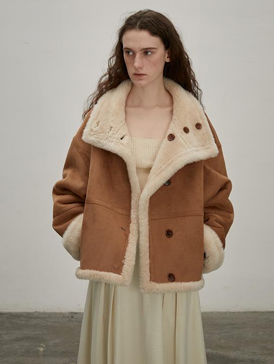 "Makino Traveler" Motorcycle Reversible Wool And Artificial Compound Suede Shearling jacket