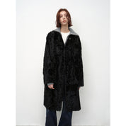 "Roman Theater" sheepskin fur one-piece long round neck straight fur coat for women winter