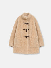 Light and wandering imported Lagon style curly Shearling Coat velvet stick button stand collar jacket