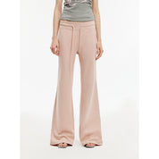 "American High Street" air-spun OE cotton fashionable low-rise fit wide waist drawstring flared pants