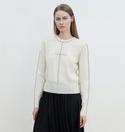 “Imbell"Imported Yangtze 30NM Contrast Stitch Wool Knit Skin-Friendly Short Top