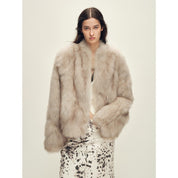 Firelady Fur Women‘s Short Fox Fur Coat | SagaFurs Crown-Grade Ombré Dyed Collar“Chic Sister”