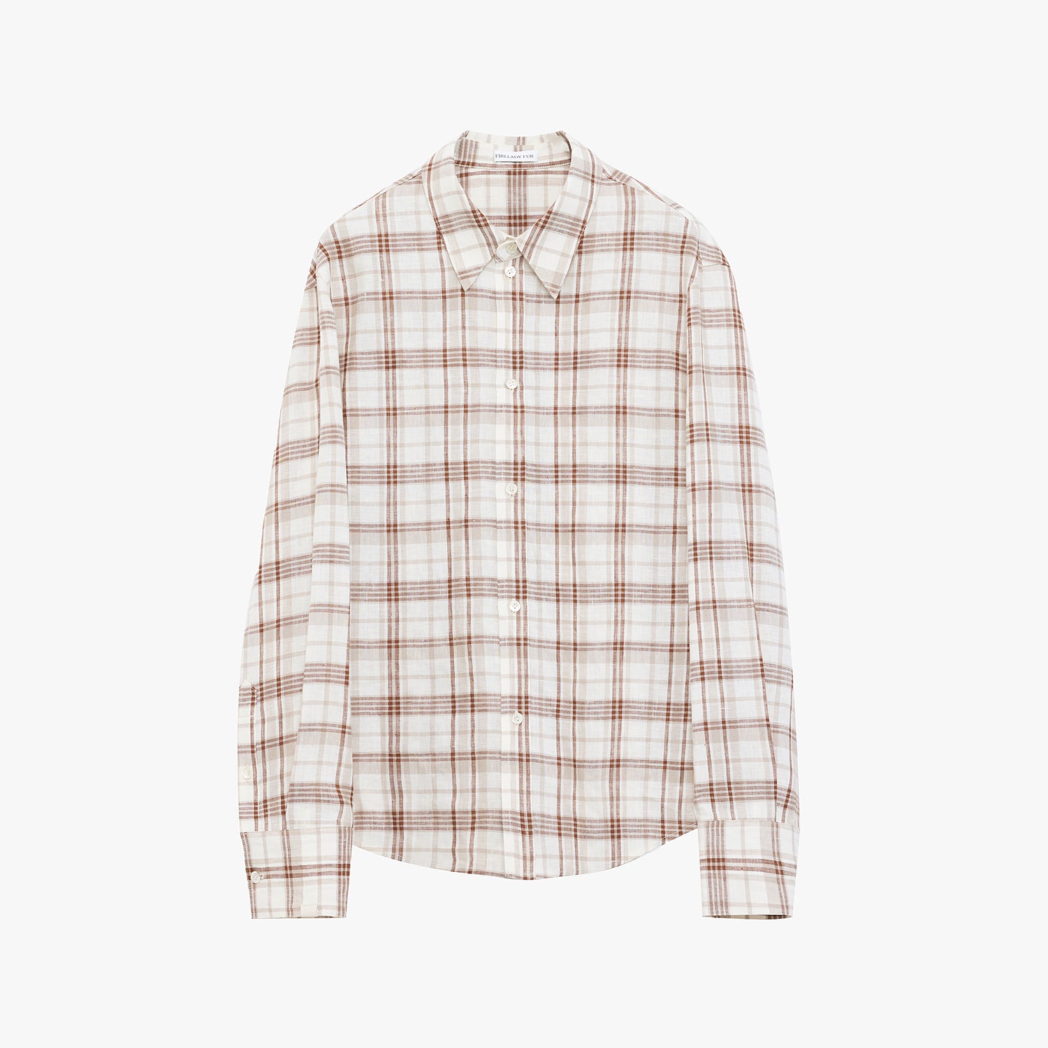 "Plaid Sketch" Vintage Linen Shirt Skirt Two-Piece Spring