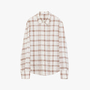 "Plaid Sketch" Vintage Linen Shirt Skirt Two-Piece Spring