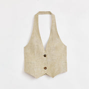 Retro Linen V-neck Halter Vest and Fishtail Hip Skirt Set"Old Money Weekly"