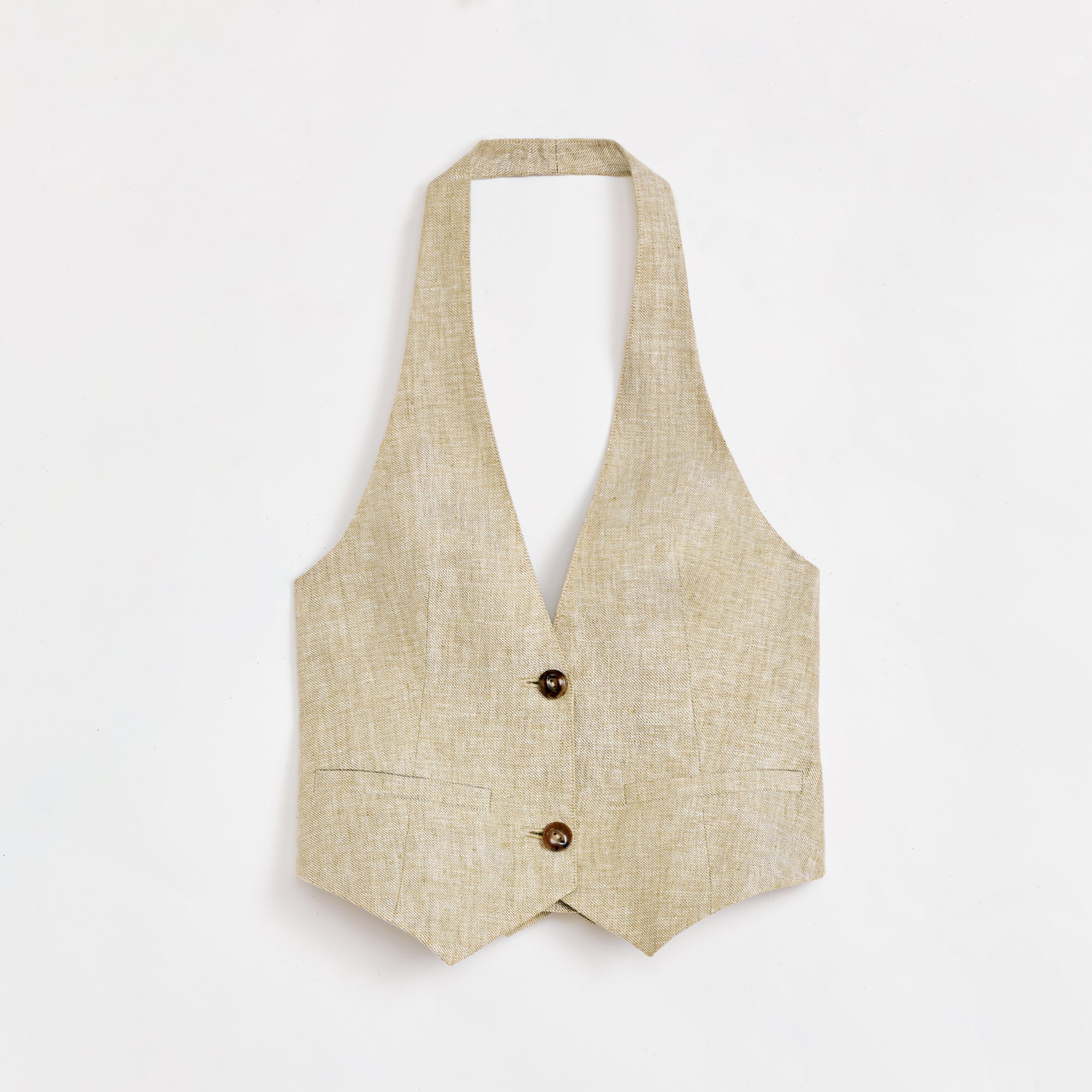 Retro Linen V-neck Halter Vest and Fishtail Hip Skirt Set"Old Money Weekly"