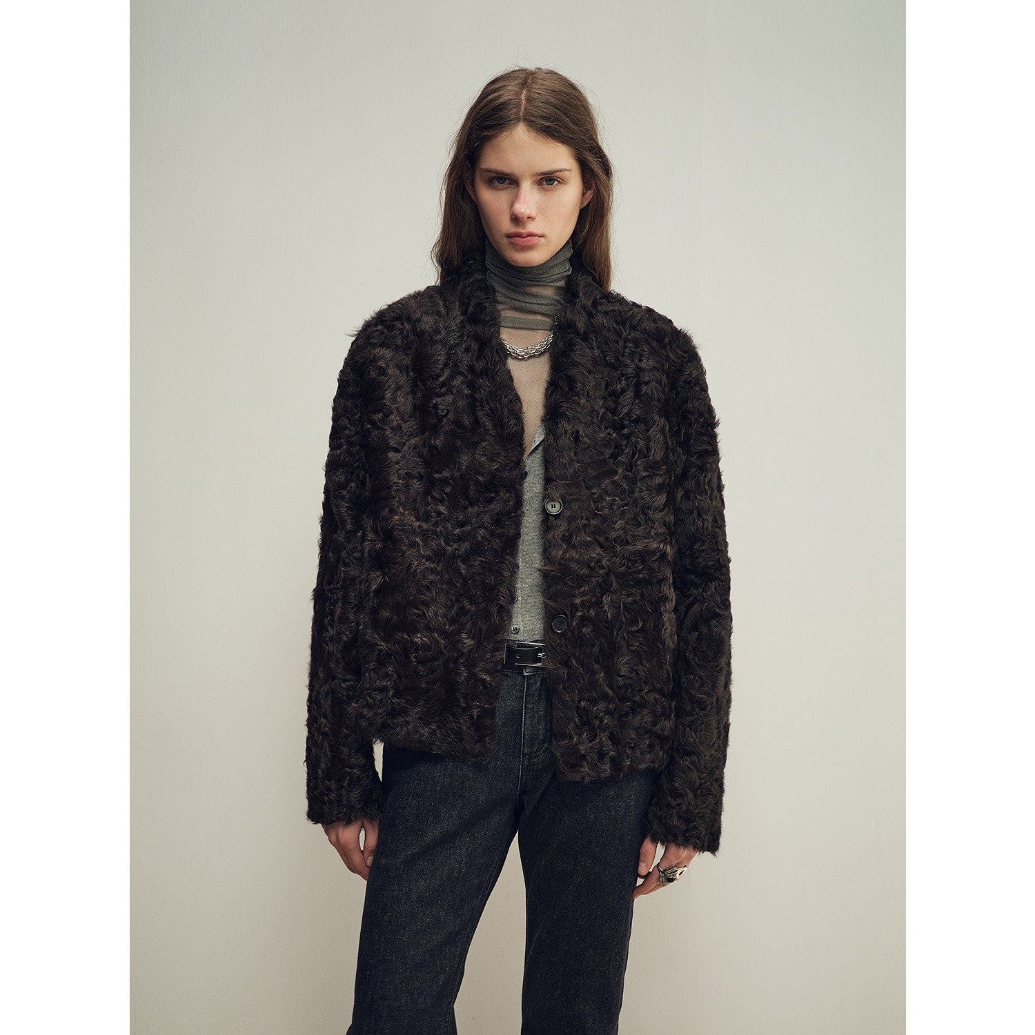 Firelady Fur Women‘s Shearling  Coat | Rippled Waterwave Pattern, Rare Lake Lamb“Mole Manor”