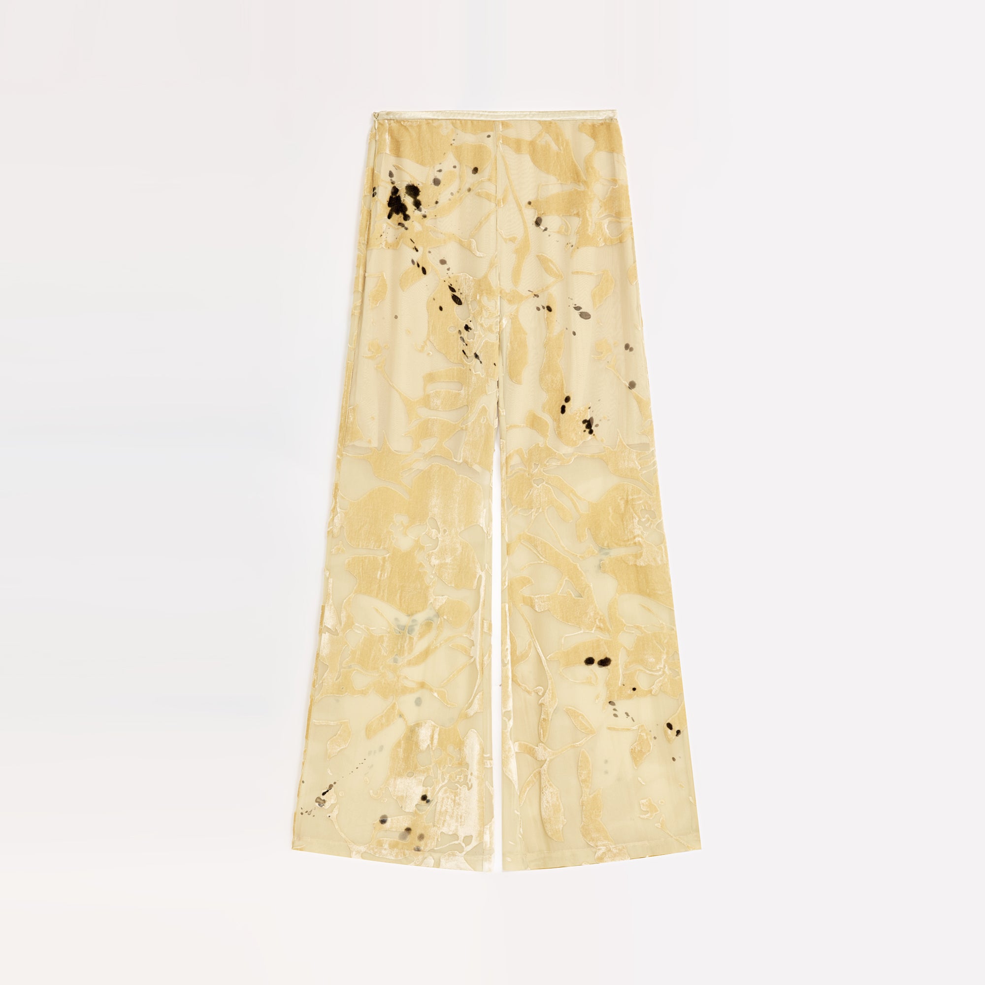 Retro Ink-Splashed Silk Flared Casual Pants "Gilded Age"