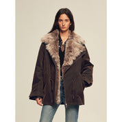 Firelady Women's Sheepskin Parka coat with Two-Tone Toscana Coyote Fur Collar“Wilderness Parka”