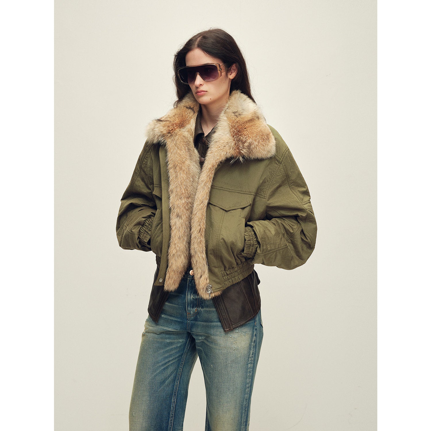 Firelady Fur Women's Multi-Color Fur Collar Parka - Pilot Jacket Style "Serene Heat Island"