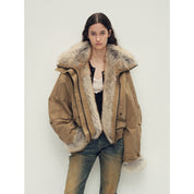 Firelady Fur Women‘s Cropped  Fur Parka with Raccoon Fur Trim & 90% Goose Down | Multi-Pocket Utility Style “Nordic Woods”