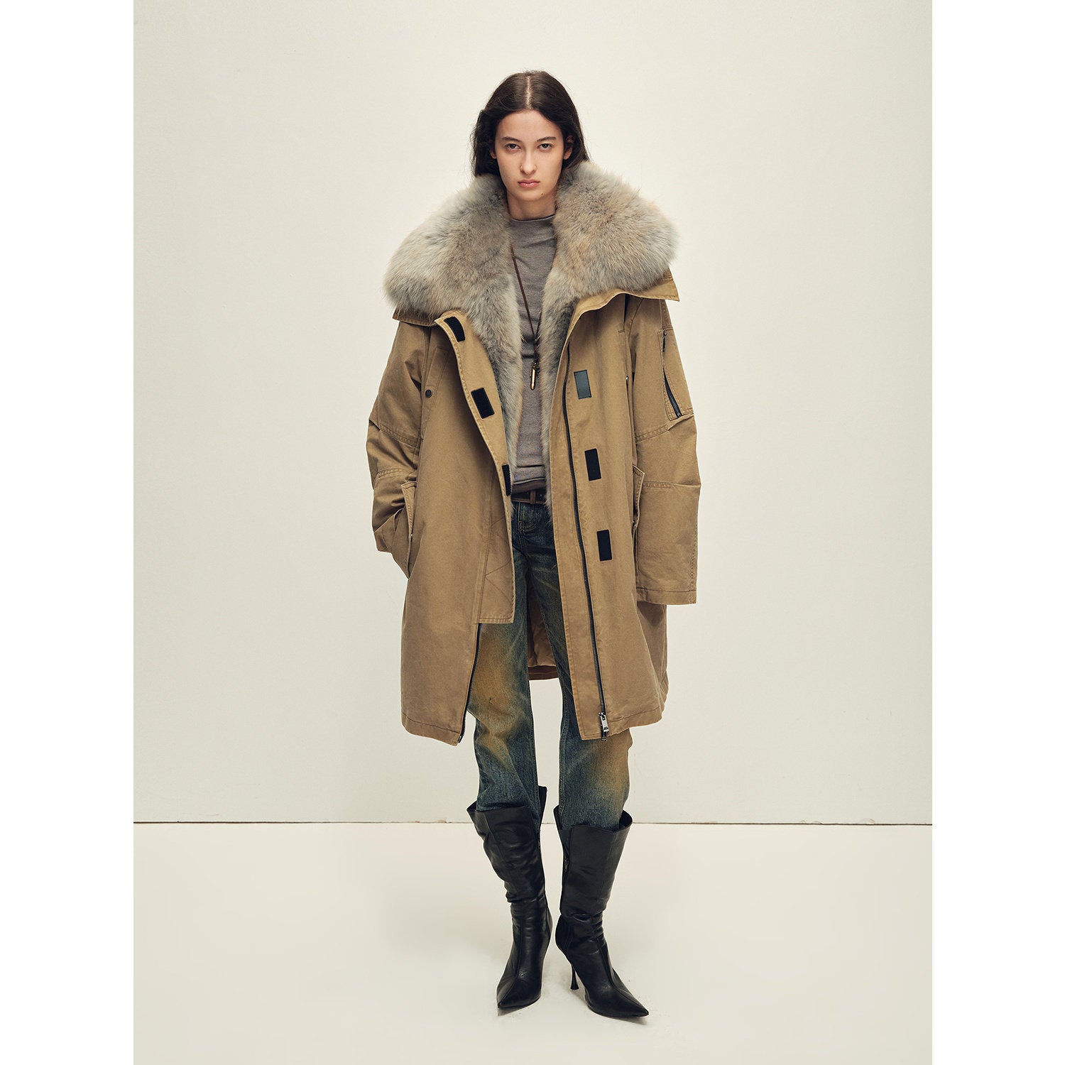 Firelady Fur Women's OVERSIZE Raccoon Fur Down Parka with Multi-Wear Design "Swan Feather Collection"