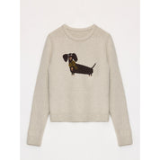 "Bra Anne" Superfine Merino Wool Cotton Blend Animal Jacquard Round Neck Sweater for Women