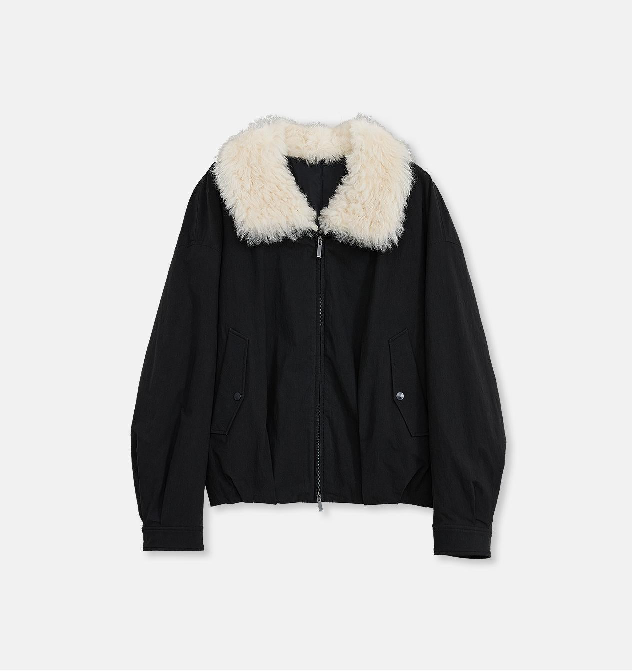 "Mariette" detachable Tuscan fur collar down jacket lining short parka