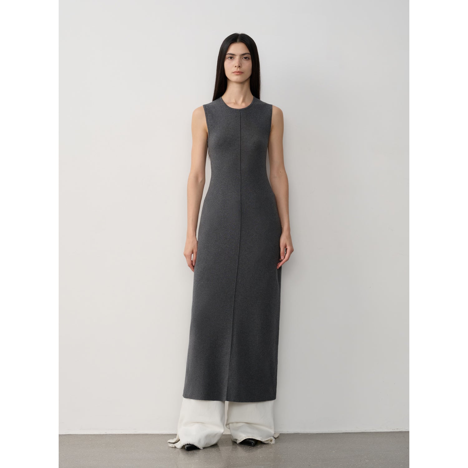 "Island Letters" Limited Edition Baslan Merino Wool Extra Long Sleeveless Lazy Knit Dress