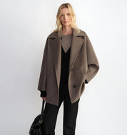 "Fleeting Memories" cashmere sheep wool retro loose bat sleeve short wool coat