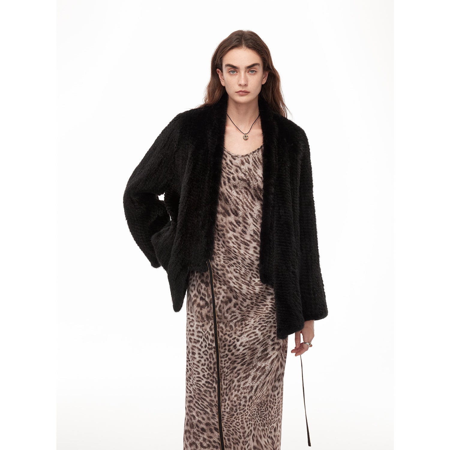 "Texture Mink" Lightweight and Warm, Handcrafted Double-sided Knitted Loose Mink Fur Coat for Women