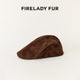 Firelady Fur | Women‘s Leather Beret in Distressed Denim with Waxed Velvet Flock