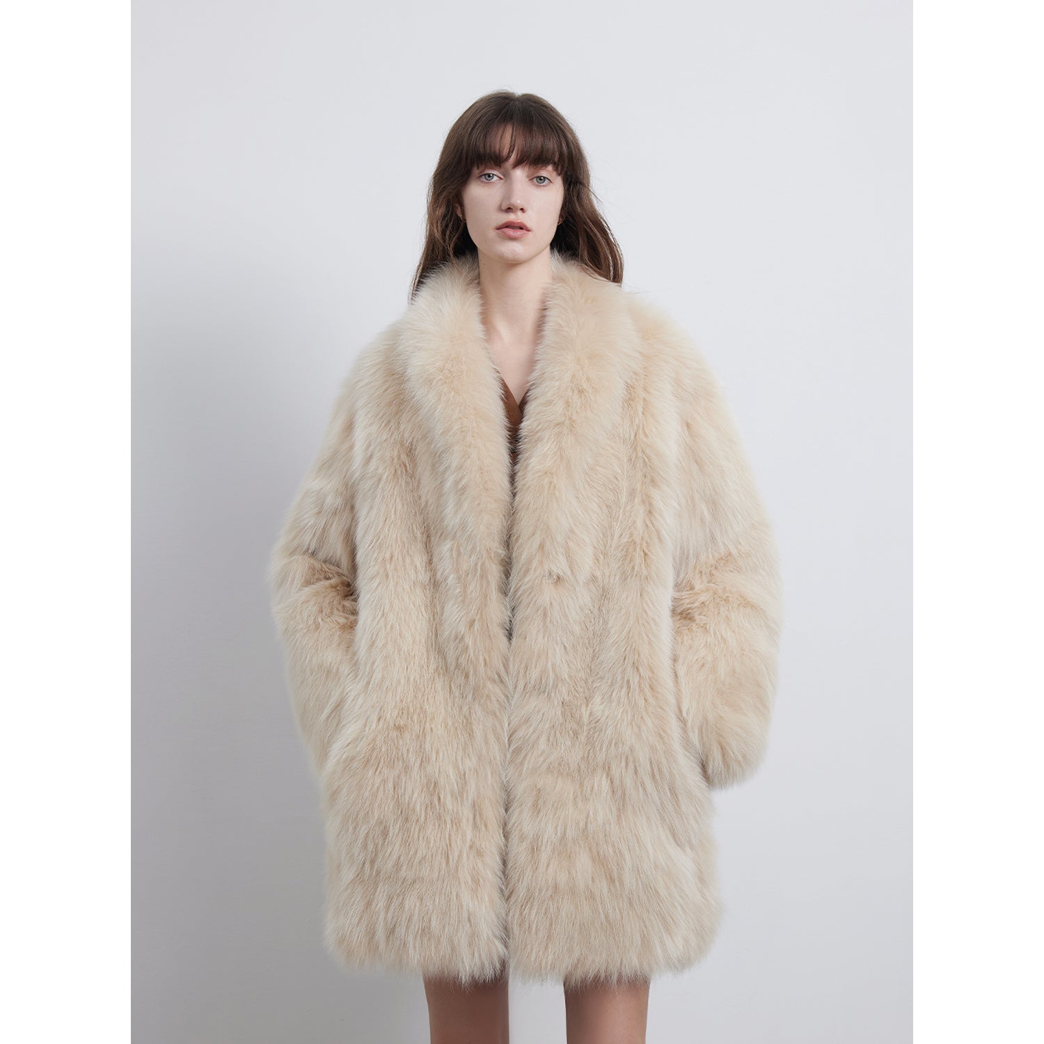 Light Years Away Imported Crown Grade Fox Fur Fashion Light Luxury Style Suit Collar Mid-Length Fur