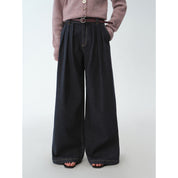 "Street Style" Vintage Handmade Lycra Stretch Jeans Wide Leg Loose Trousers Women Spring