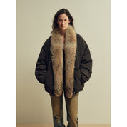 Fireladyfur Women’s Down Parka with Detachable Real Wolf Fur Trim Polish White Goose Down “Glacier Parka”