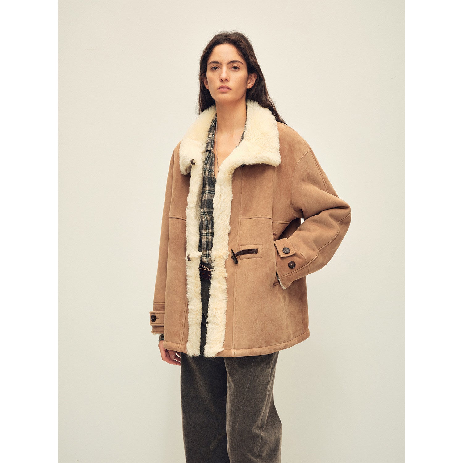 Firelady Fur Women‘s Shearling Jacket with Italian Tuscan Curly Wool Suede Collar“Glam Belle”