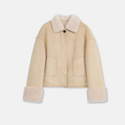 Slightly Sweet Latte Furry Lapel Casual Straight Shearling Jacket