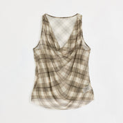 "Light and Elegant in Summer" Retro Plaid/Heavy-duty Meteor Hot Diamond Waist Vest Summer