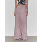 "Light and Shadow Walking" Retro Fashionable Dirty Printed Reverse-Fold Mid-Low-Waist Double-pleat Straight-leg Wide-Leg Casual Pants