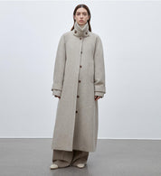 "Moonlit Veil"Straight-cut Raglan Sleeve Double-layer Collar Wool Coat for Women