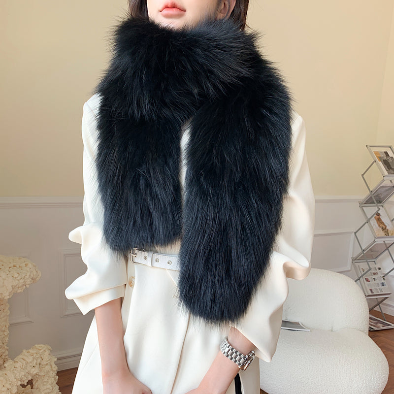 Fox Fur Scarf Extra Long Braided Fur Collar Autumn and Winter Warmth Extra Long Real Fur Scarf Women