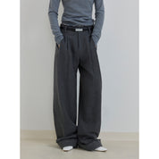 "Commuting Rules" Worsted Wool Blend Waistless Raw Edge Wide Leg Pants Slimming Scimitar Casual Pants