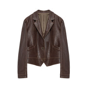 New Zealand imported waxed sheepskin distressed short leather jacket "Vintage Old Stories"
