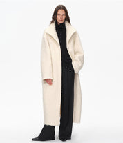 "Song of Snowland"Women's mohair wool stand collar coat autumn and winter loose woolen coat