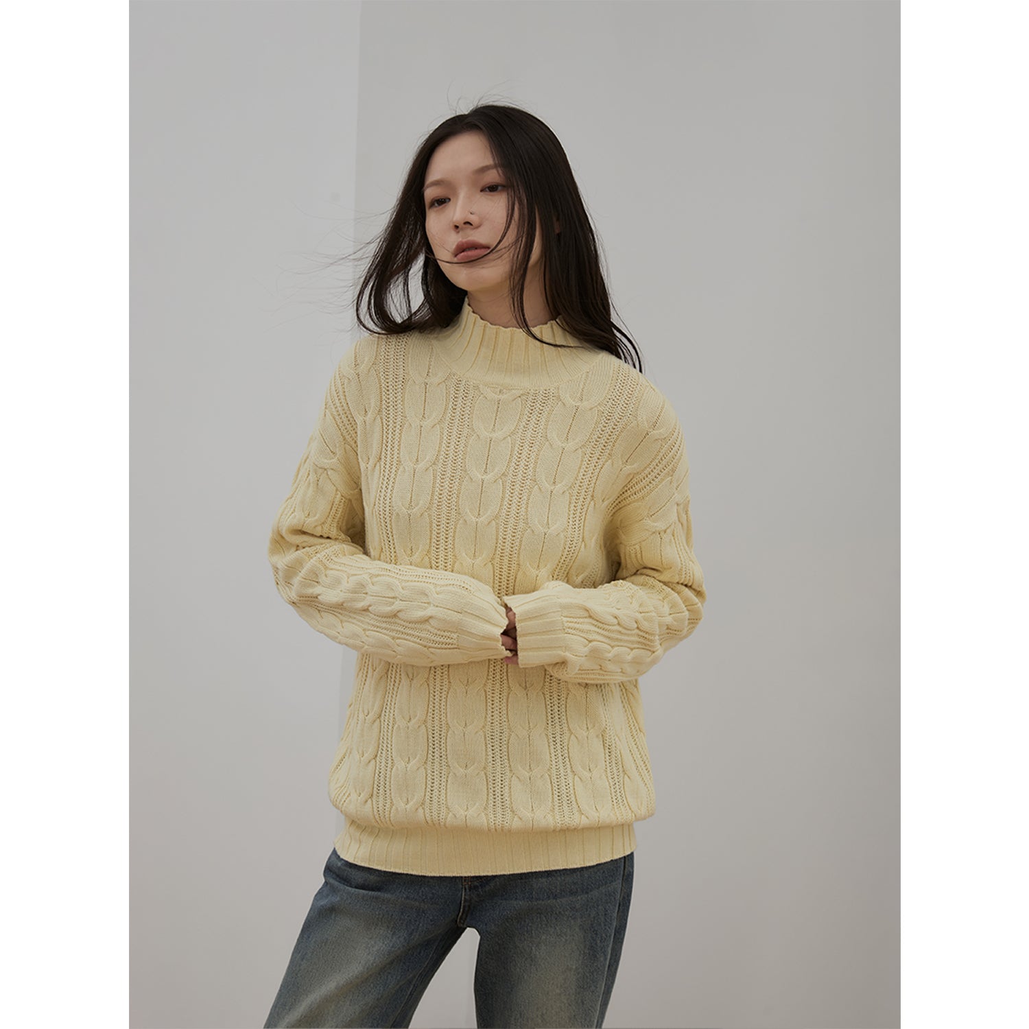 Women’s Merino Wool Twisted Oversized Sweaters Turtleneck Long Sleeve Top，“Autumn Moon Star Sea”