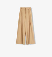 Merino wool blended double pleated wide-leg pants for women, versatile, drapey and comfortable casual trousers