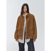 Vintage imported suede sheepskin leather ribbed patchwork jacket "Spring Whisper"