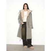 "Winter Institute" windproof and warm drop shoulder large version long hooded detachable liner parka