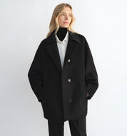 "Fleeting Memories" cashmere sheep wool retro loose bat sleeve short wool coat