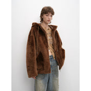 "Otaru Snow" casual hooded silhouette dropped shoulder merino wool sheepskin fur coat for women