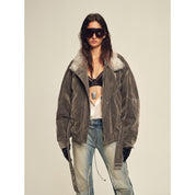 Firelady Fur Women's Goose Down Parka Coat with Detachable Toscana Shearling Fur Collar“Modern Traveler”
