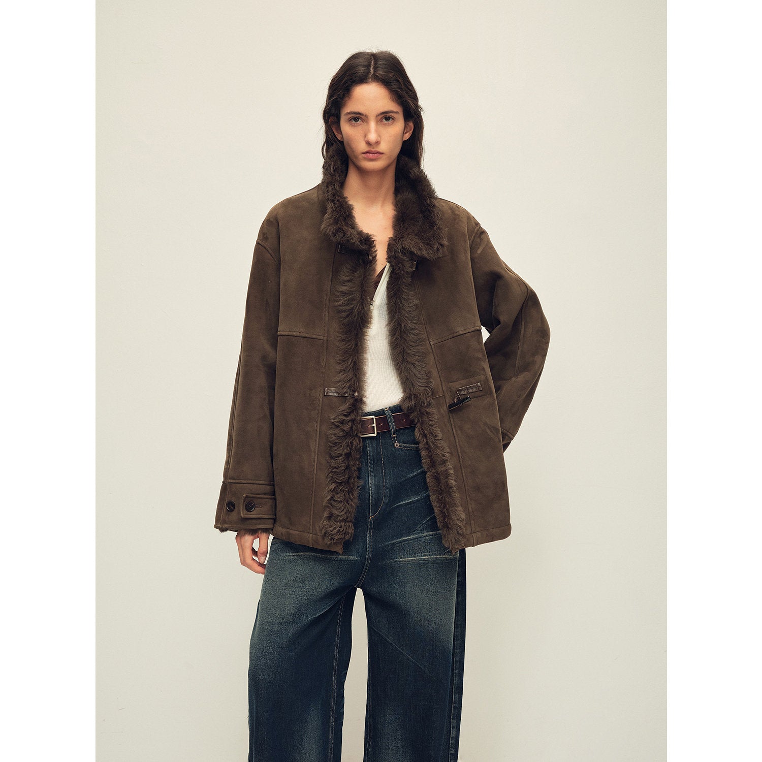 Firelady Fur Women‘s Shearling Jacket with Italian Tuscan Curly Wool Suede Collar“Glam Belle”