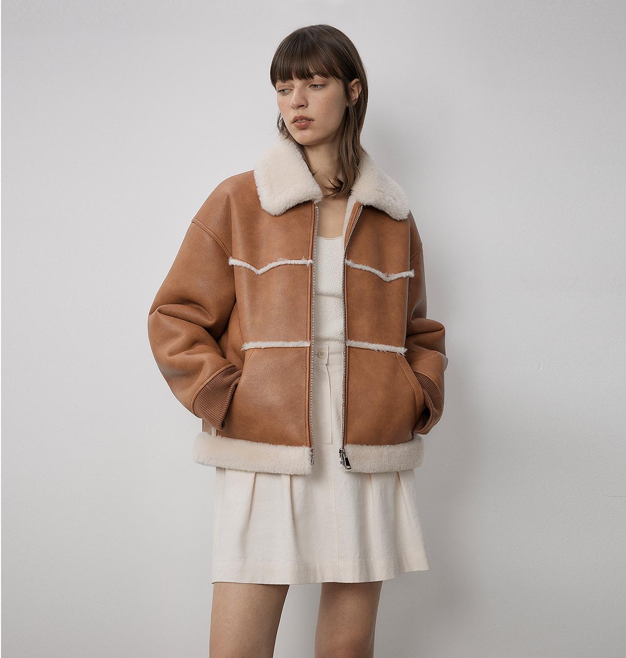 Makino's Fun Lapel Short Style Shearling Jacket