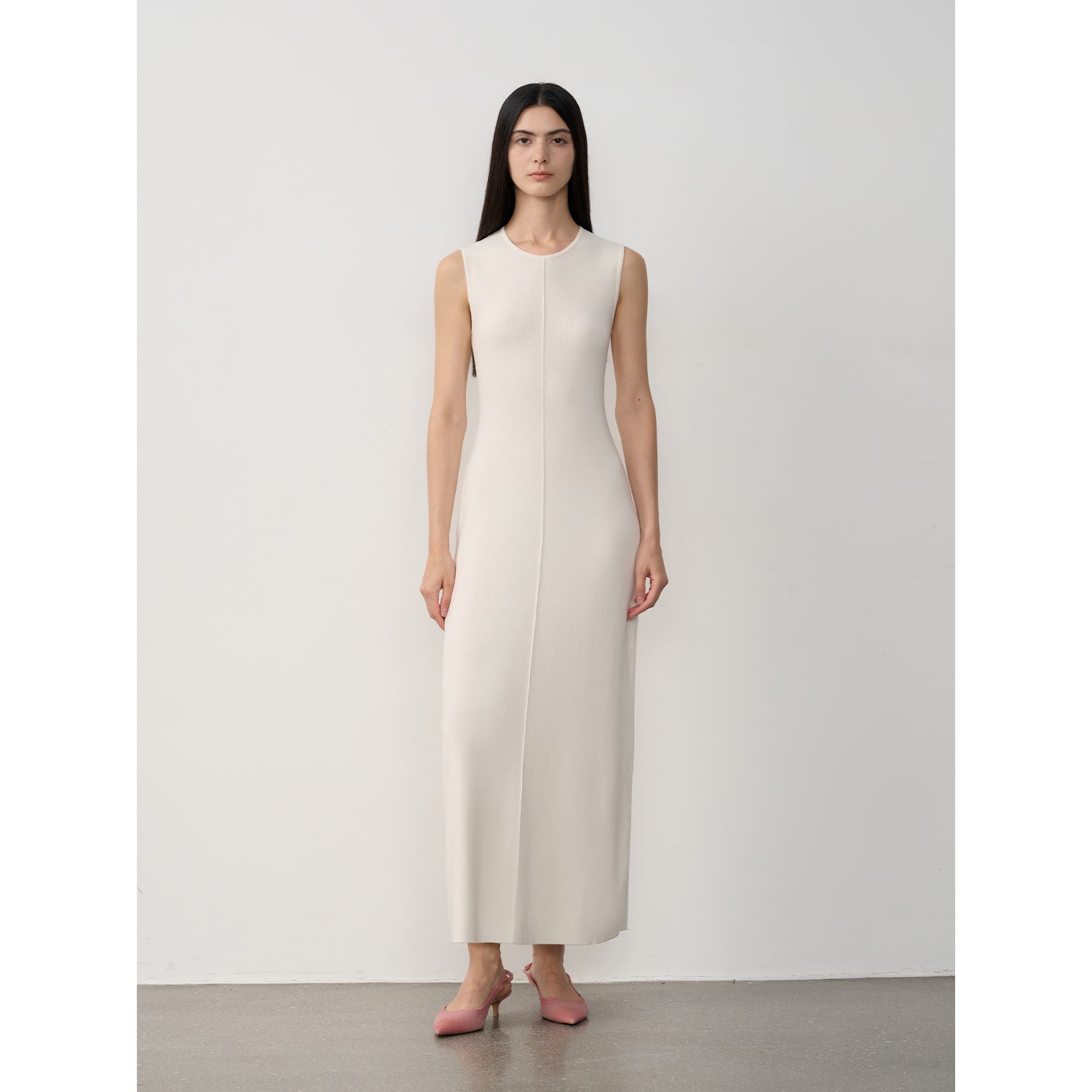 "Island Letters" Limited Edition Baslan Merino Wool Extra Long Sleeveless Lazy Knit Dress