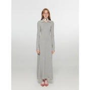 "Spring Muse" Merino Wool / Exquisite Polo Collar Waist-cinching Knit A-line Dress for Women