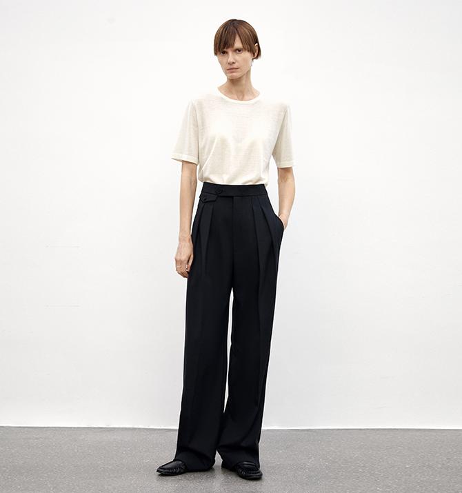 Wool Blend High-Waisted Slimming Suit Pants for Women